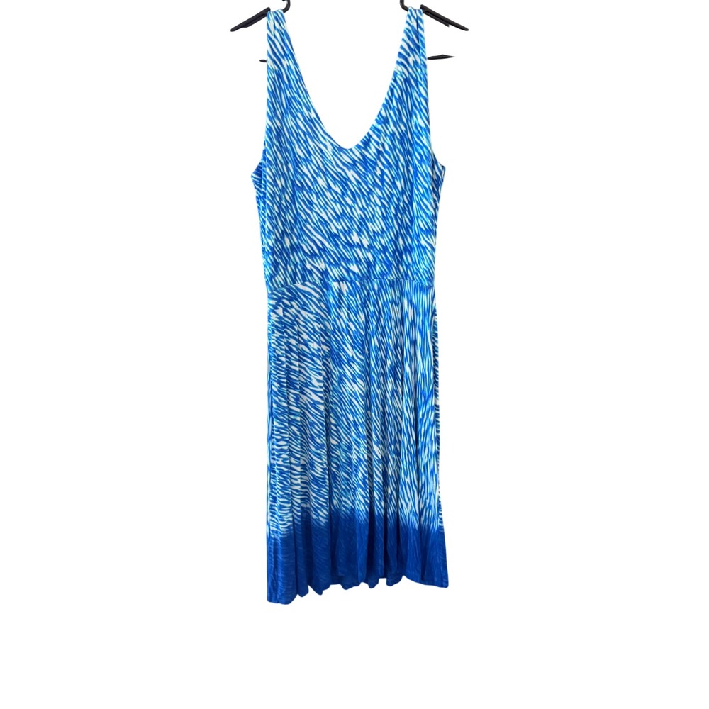 Athleta Blue White Abstract Print Sleeveless Fit Flare Dress XS Outdoor Hiking - Picture 2 of 9